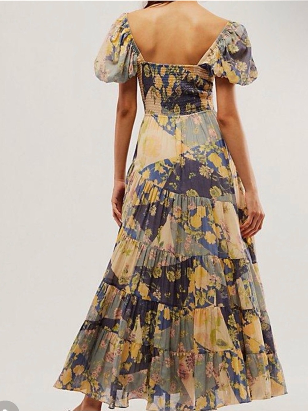 NWOT Free People Sundrenched Floral Printed Maxi Dress Blue Combo - Picture 2 of 16